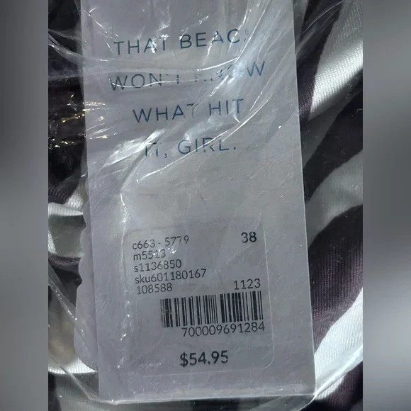 Lane Bryant zebra stripe side slit swim skirt, super plus sizes - Picture 11 of 13